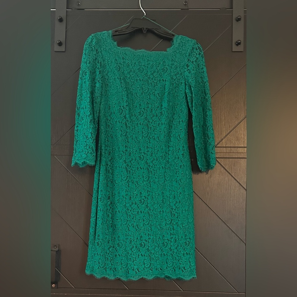 Adrianna Papell Green Lace Sheath Dress Size 2